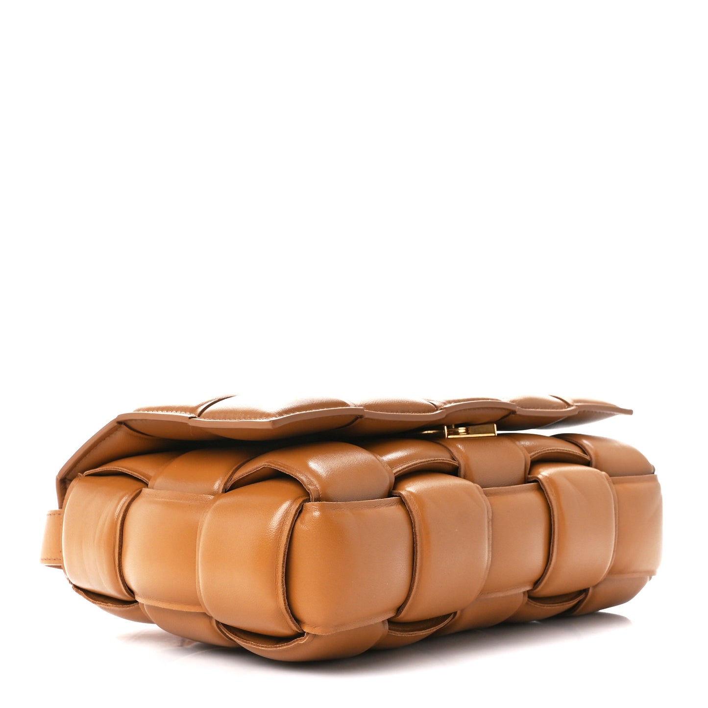 Nappa Maxi Intreccio Padded Cassette Crossbody Bag Caramel