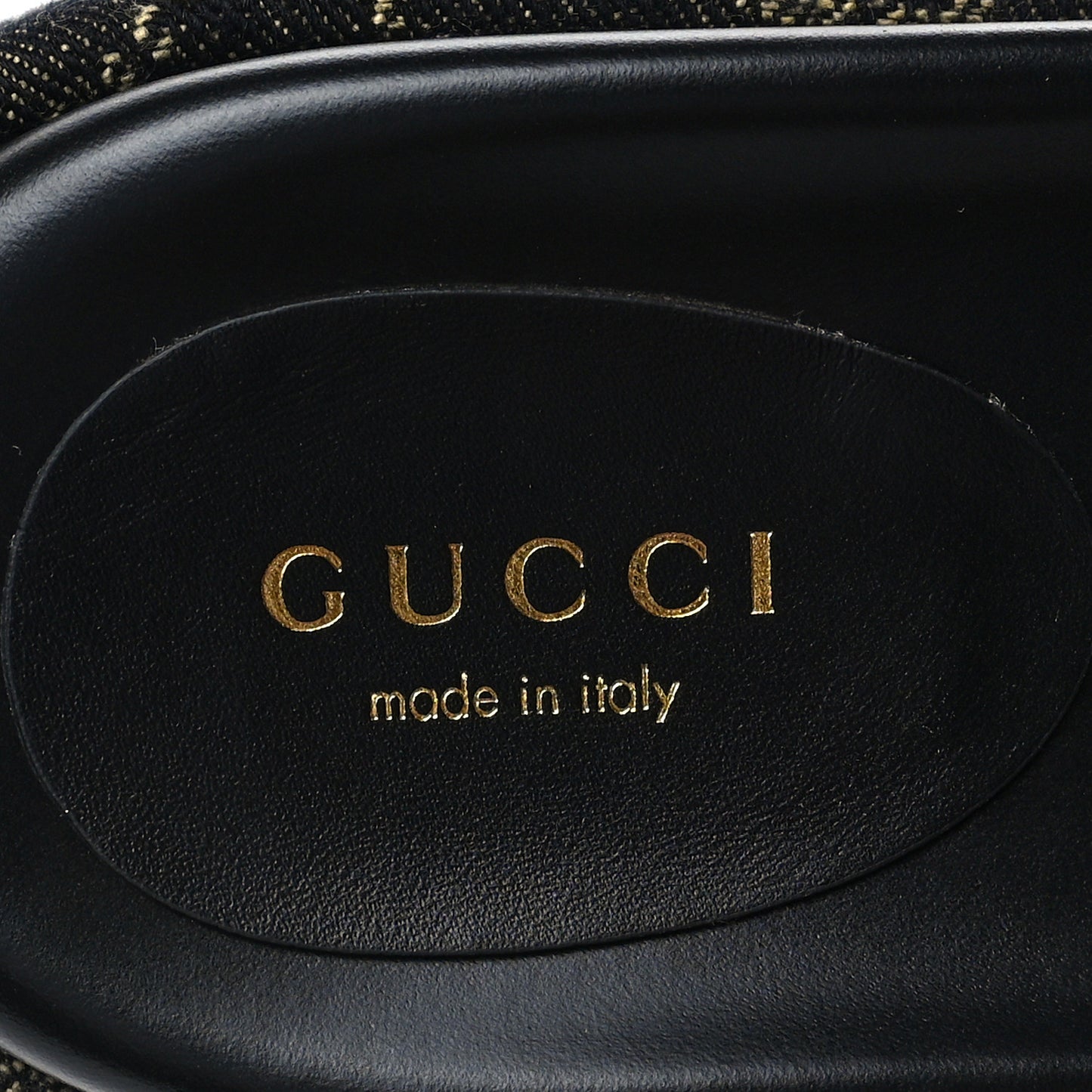 Jacquard Black Denim GG Monogram Angelina Platform 55mm Slide Sandals 35.5 Black Ivory