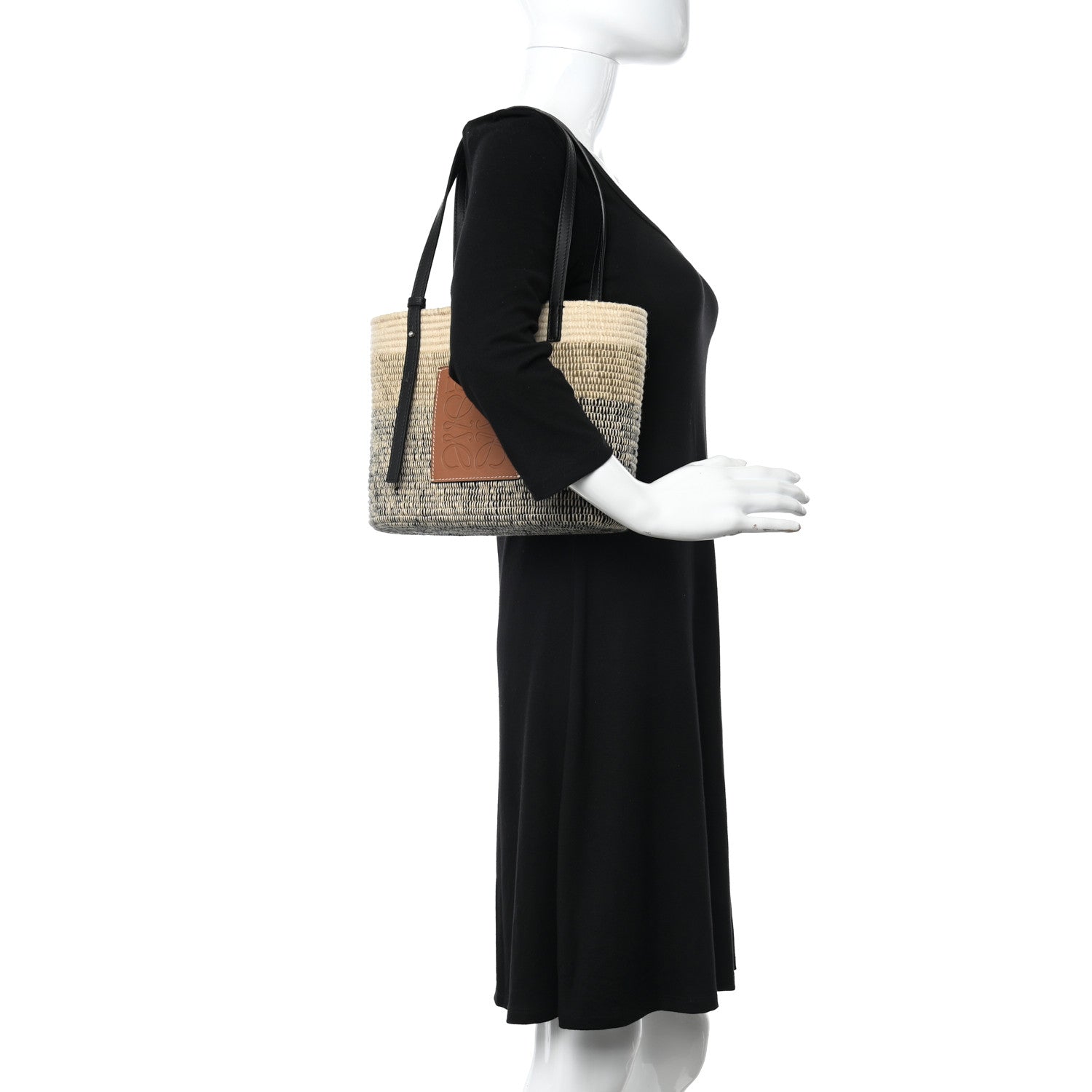 Loewe Raffia Square Small Basket Tote Bag Ombre Black 2 of 9