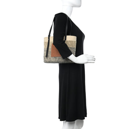 Loewe Raffia Square Small Basket Tote Bag Ombre Black 2 of 9