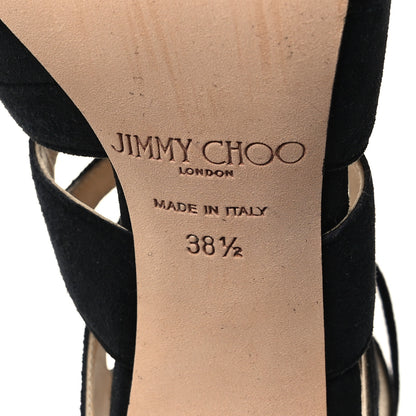 Jimmy Choo Suede Hitch 100 Lace Up Sandals 38.5 Black 6 of 7