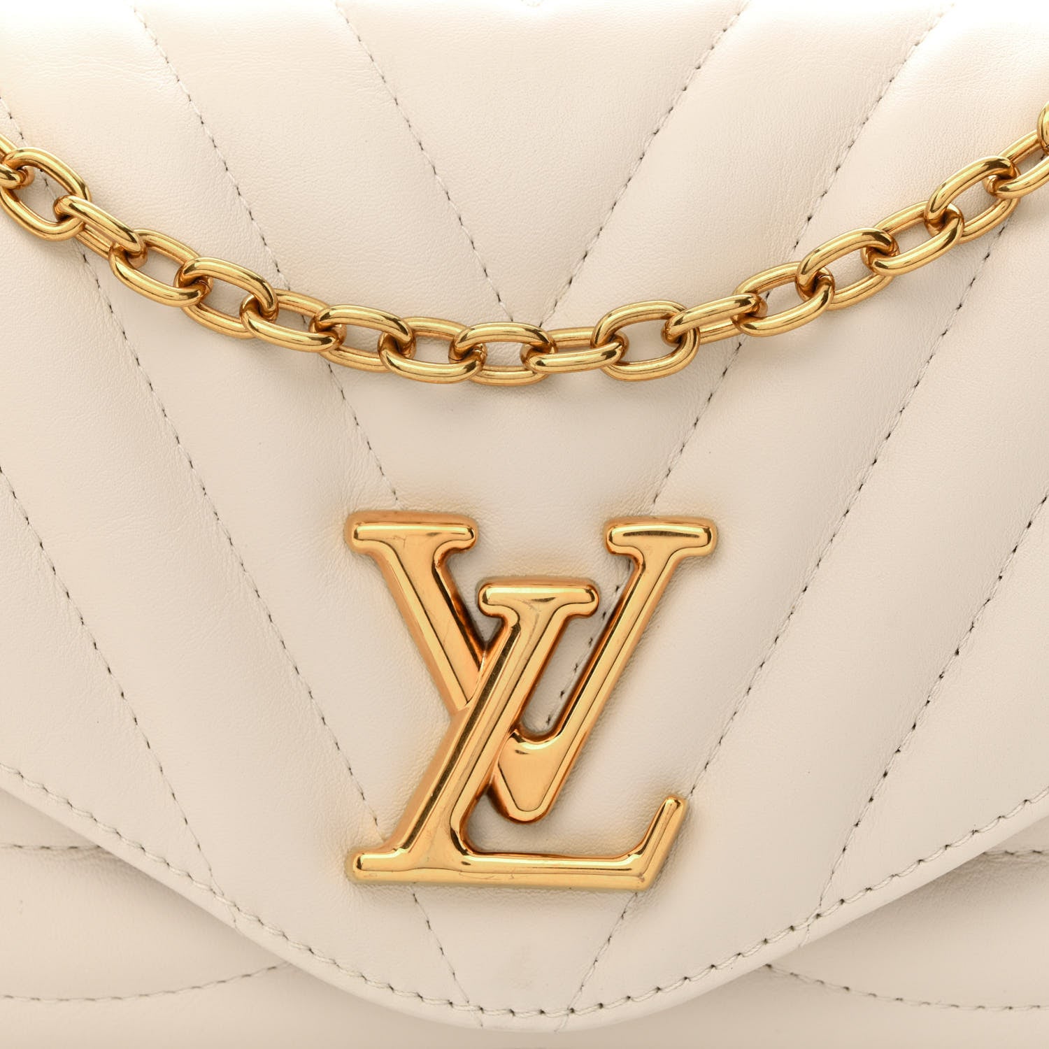 Louis Vuitton Calfskin LV New Wave Chain Bag Ivory 7 of 9