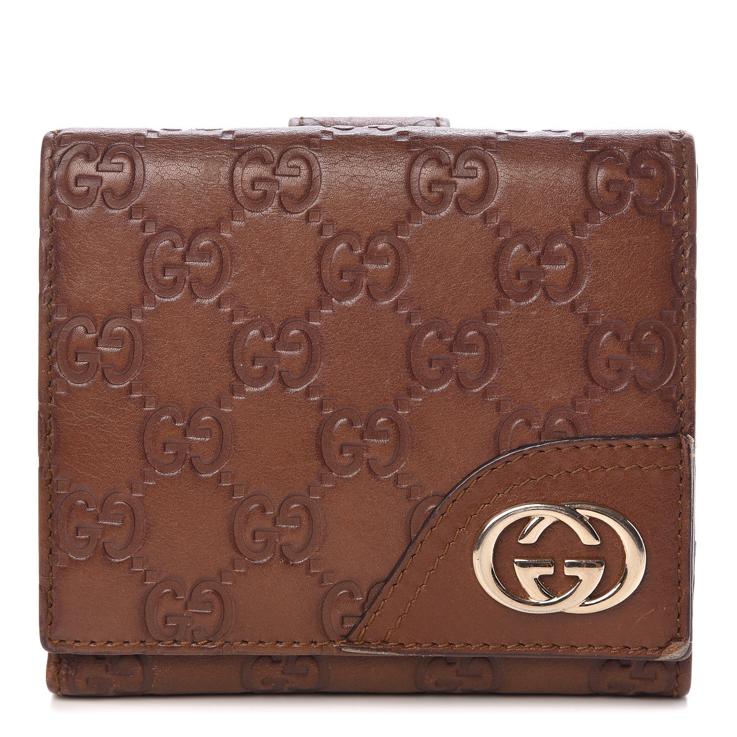 Guccissima New Britt Compact Wallet Brown