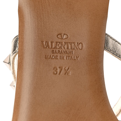 Valentino Garavani Metallic Nappa Rockstud Caged Flat Slide Sandals 37.5 Skin 6 of 8