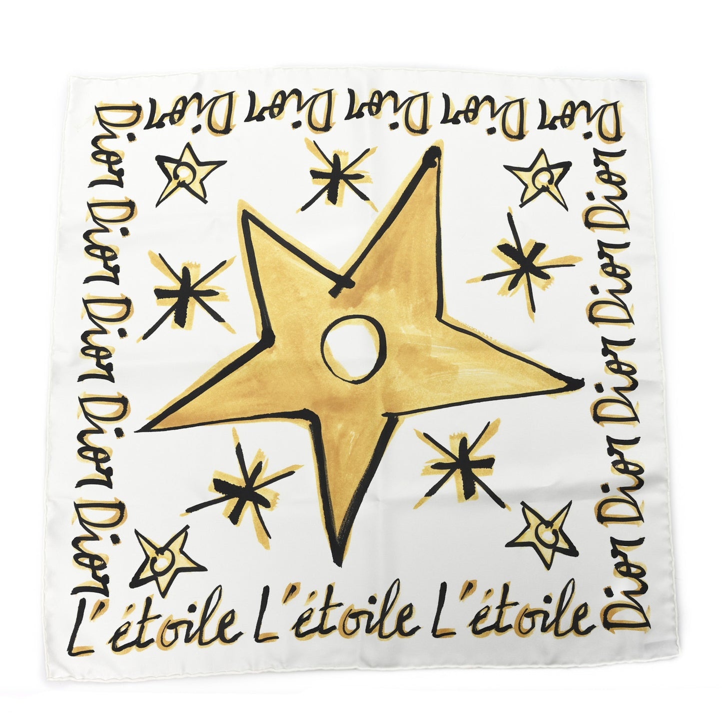Silk L'Etoile Star Square Scarf White Multicolor