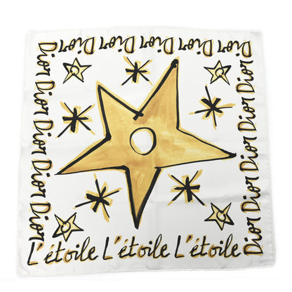 Christian Dior Silk L'Etoile Star Square Scarf White Multicolor 1 of 3
