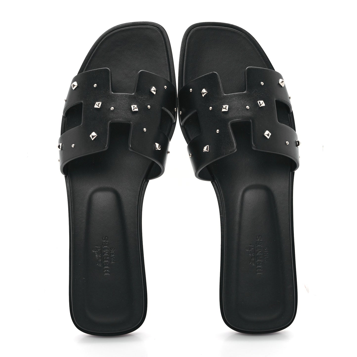 Calfskin Studded Oran Sandals 37.5 Black
