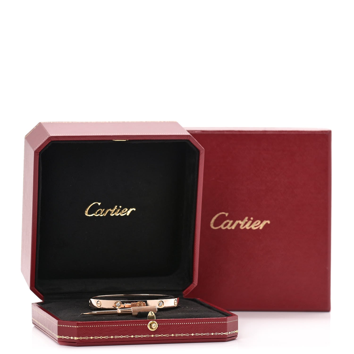 Cartier 18K Pink Gold 4 Diamond LOVE Bracelet 17 6 of 6