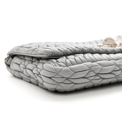 Miu Miu Nappa Matelasse Crystal Flap Clutch Grey 8 of 10