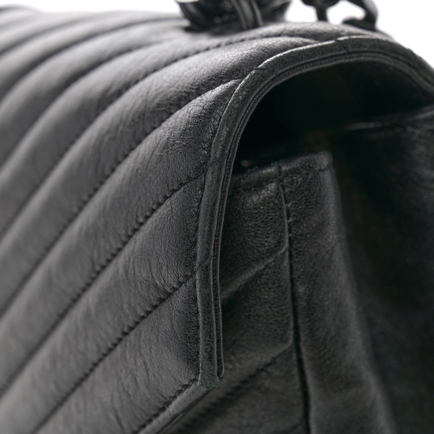 Saint Laurent Sheepskin Matelasse Chevron Monogram Monochrome Large College Satchel Black 11 of 11