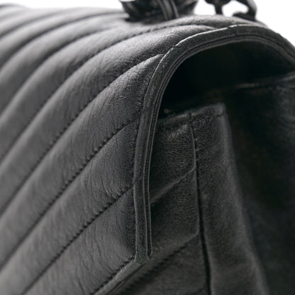 Saint Laurent Sheepskin Matelasse Chevron Monogram Monochrome Large College Satchel Black 11 of 11