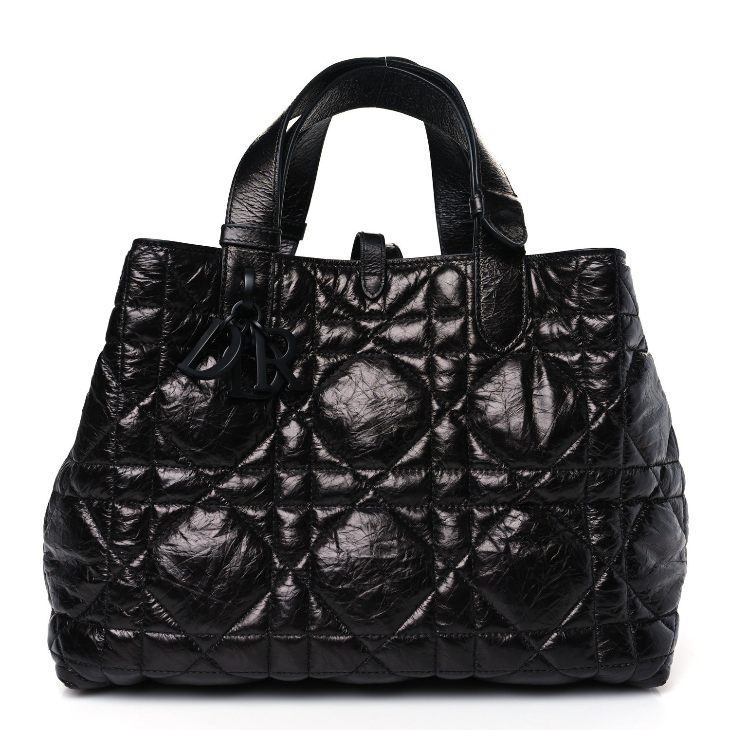 Christian Dior Crinkled Calfskin Cannage Medium Dior Tojours Bag Black 3 of 10