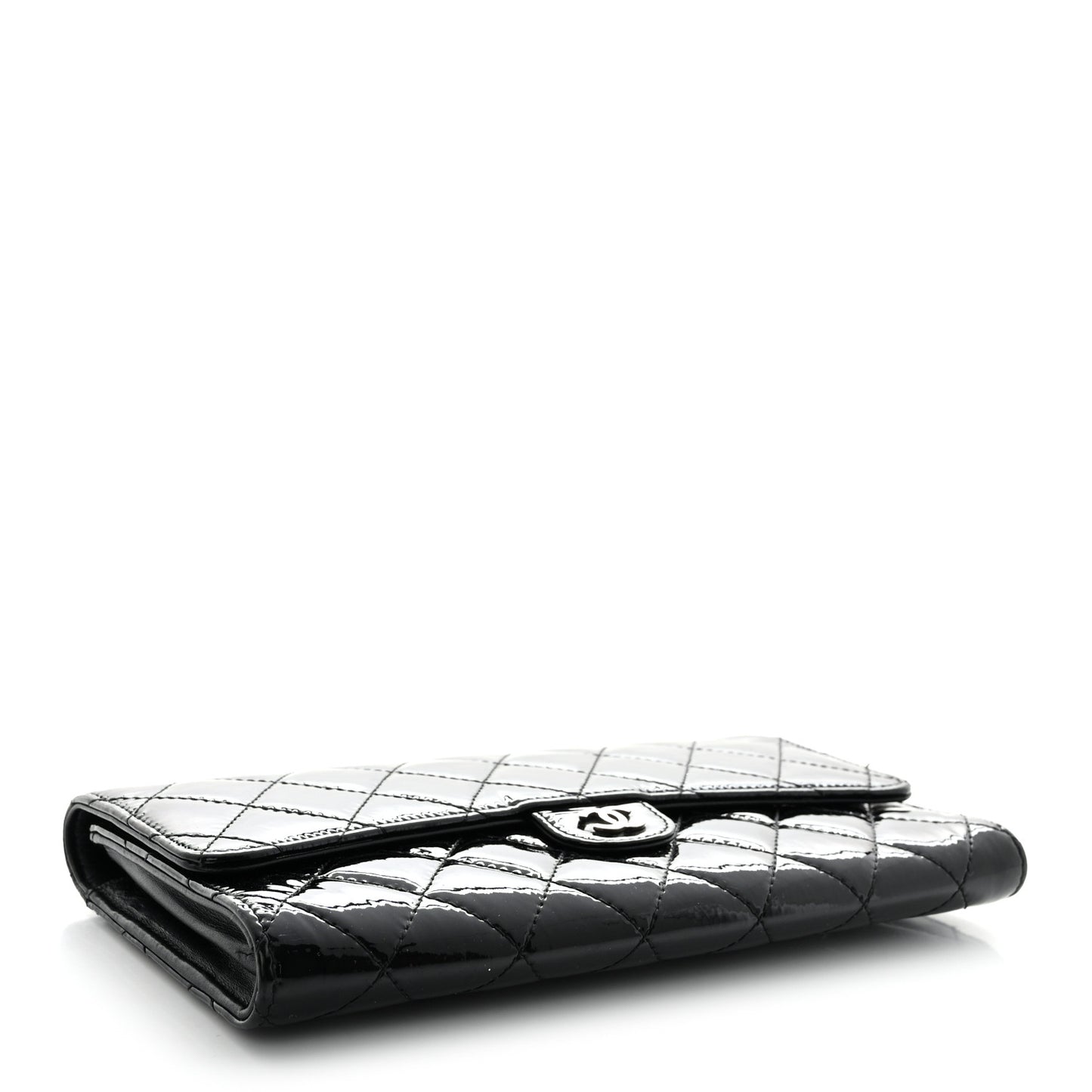 Patent Quilted Travel Wallet Black