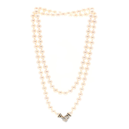 David Yurman Sterling Silver Diamond Cultured Freshwater Pearl 8-8.5mm Buckle Necklace 36" 3 of 5