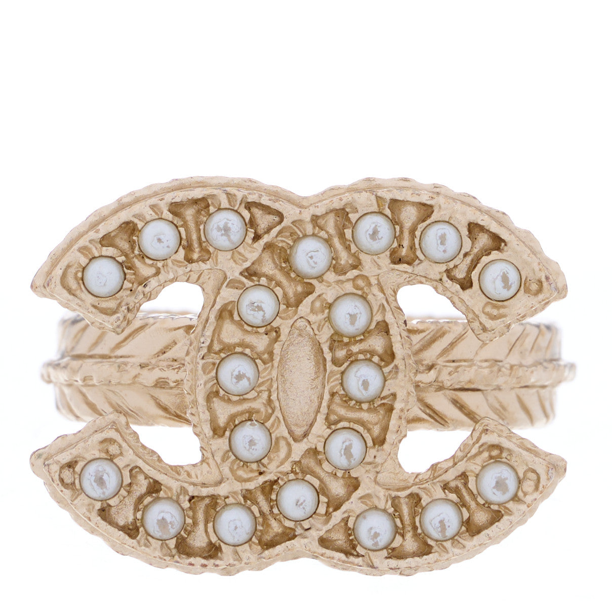 Chanel Pearl CC Ring 51/5.75 Gold 1 of 4