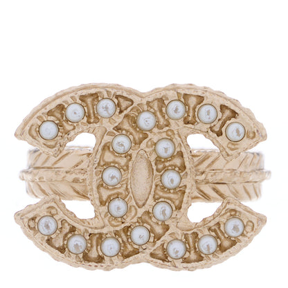Chanel Pearl CC Ring 51/5.75 Gold 1 of 8