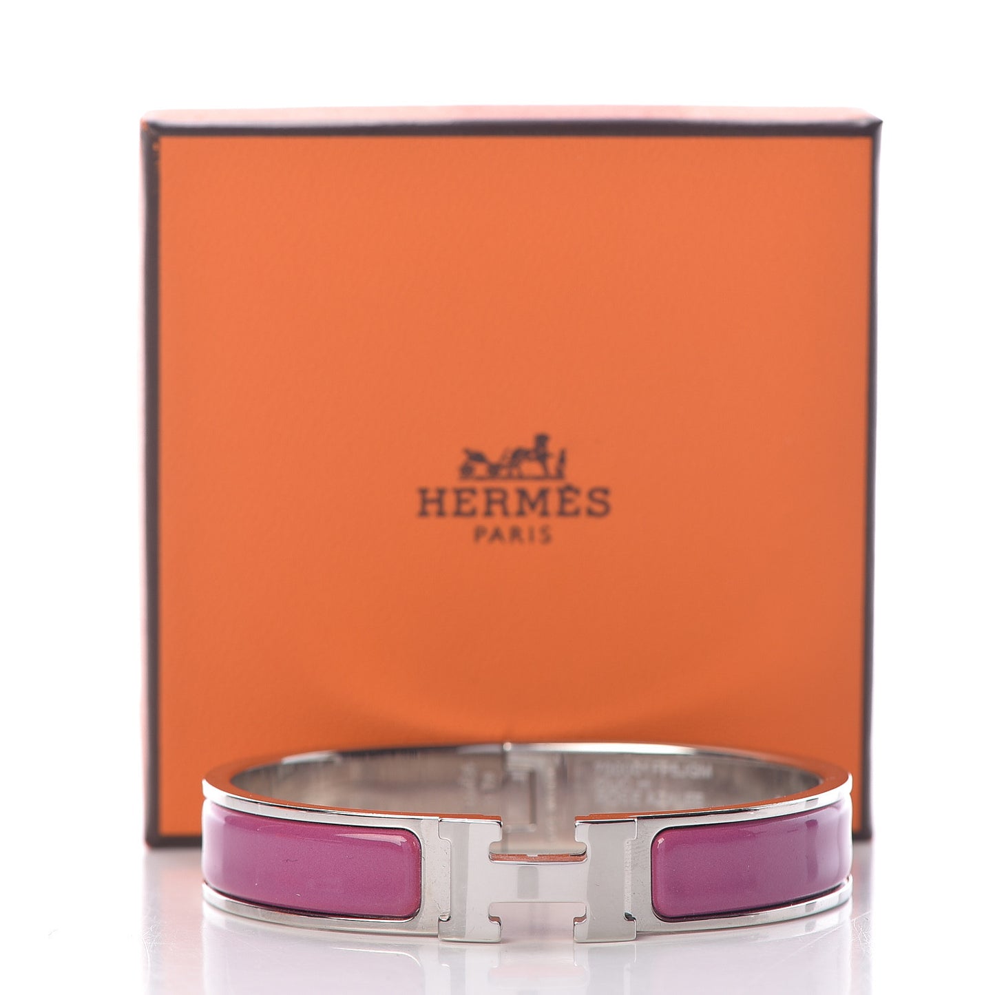 Enamel Narrow Clic Clac H Bracelet GM Rose Azalee