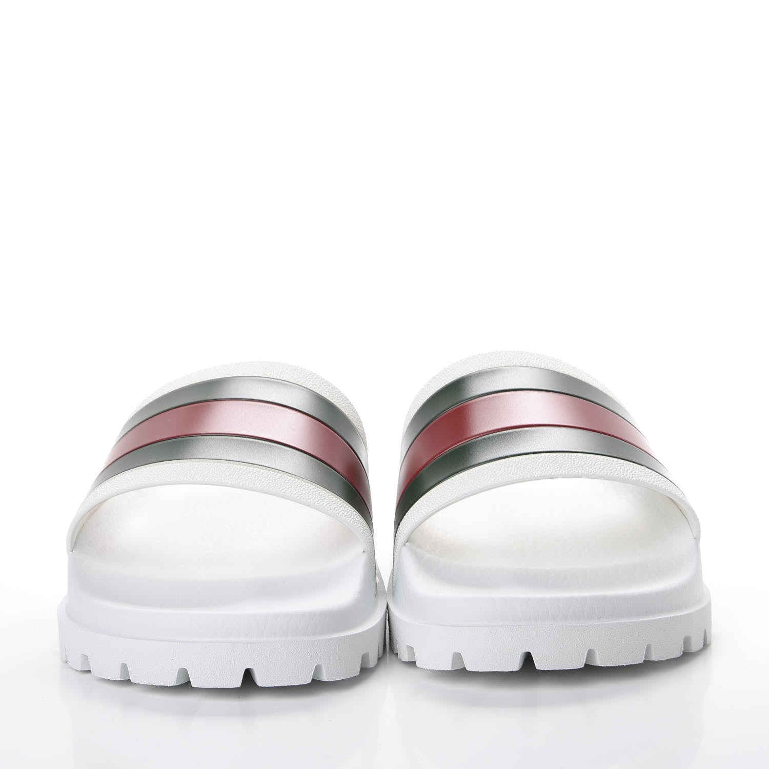 Gucci Rubber Web Mens Lug Sole Slide Sandals 9 Great White Green Red 3 of 10