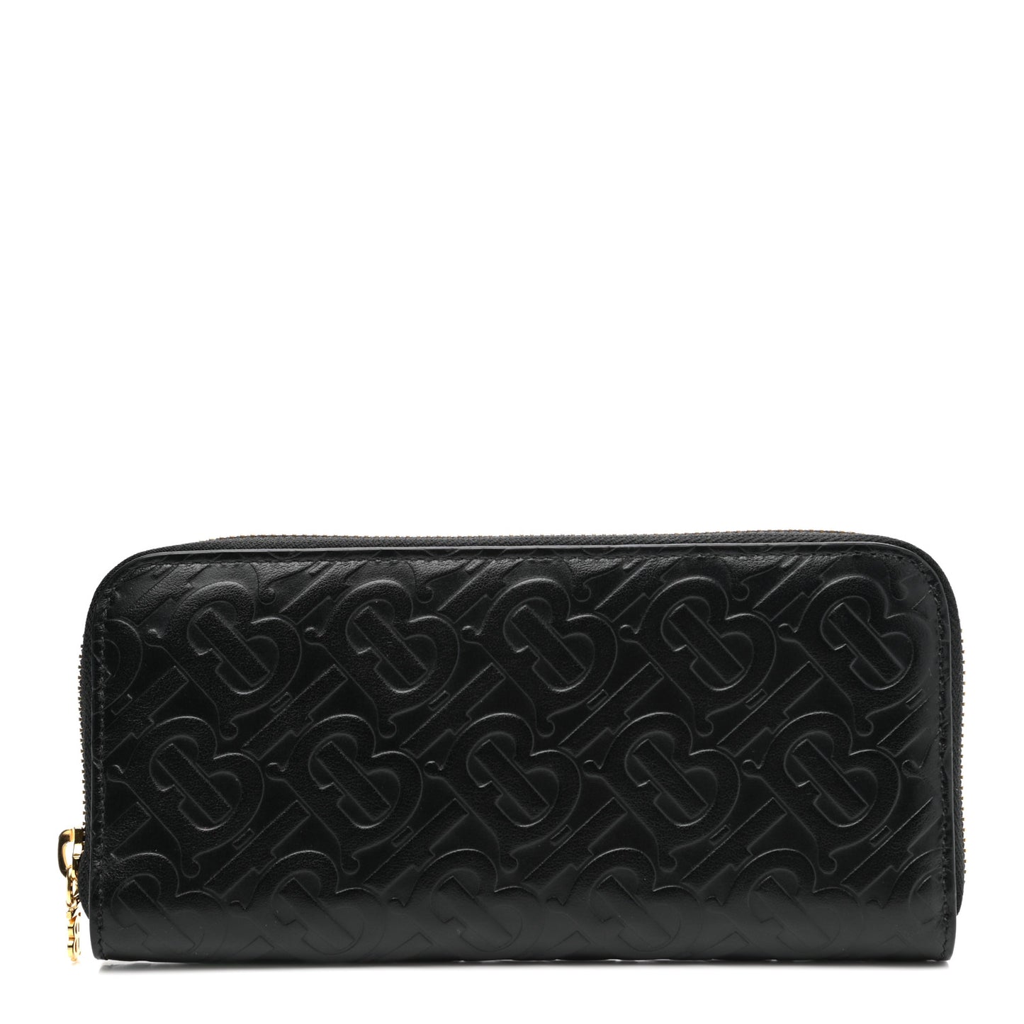 Calfskin Embossed Monogram Zip Around Wallet Black