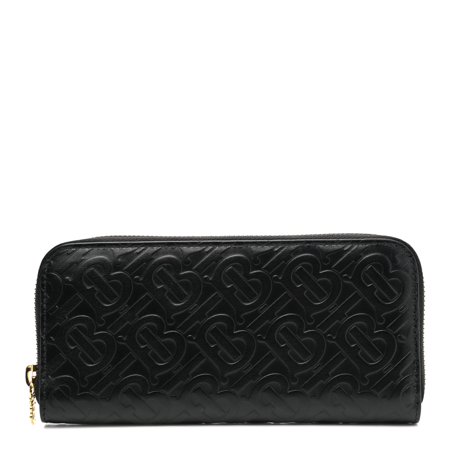 Burberry Calfskin Embossed Monogram Zip Around Wallet Black 1 of 7