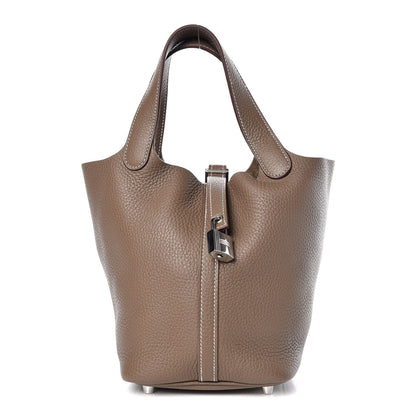 Hermes Taurillon Clemence Picotin Lock 18 PM Etoupe 1 of 8