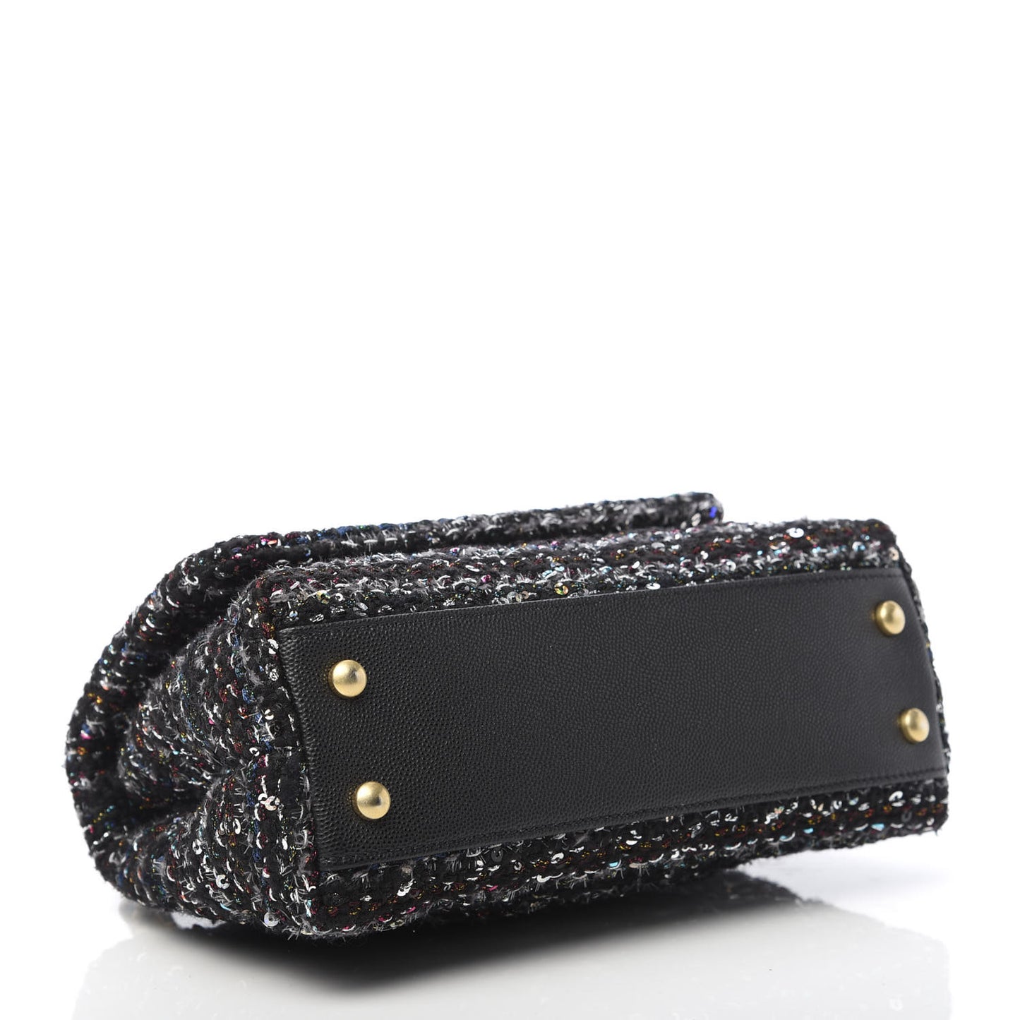 Tweed Sequin Mini Coco Handle Flap Black