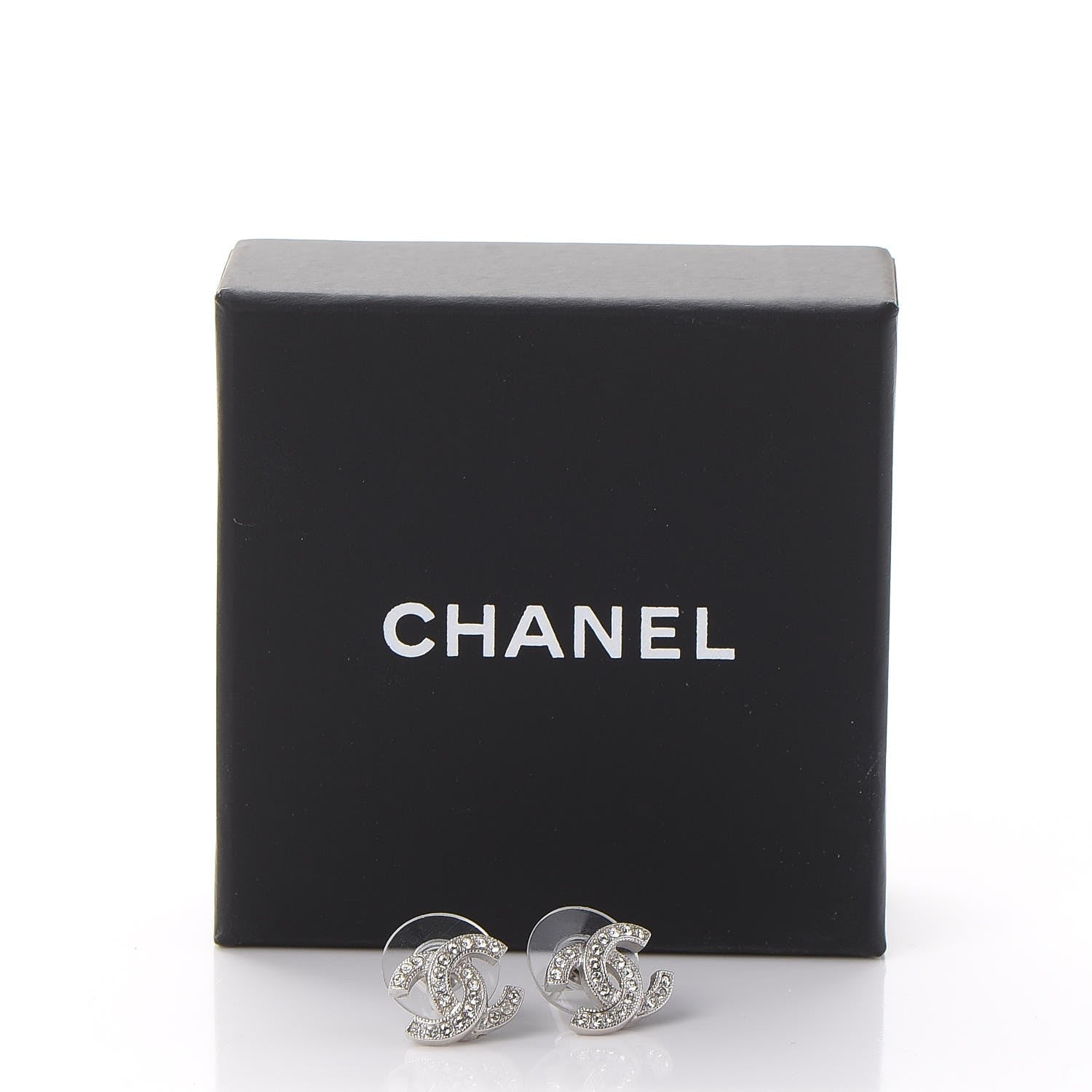 Chanel Crystal CC Earrings Silver 6 of 6
