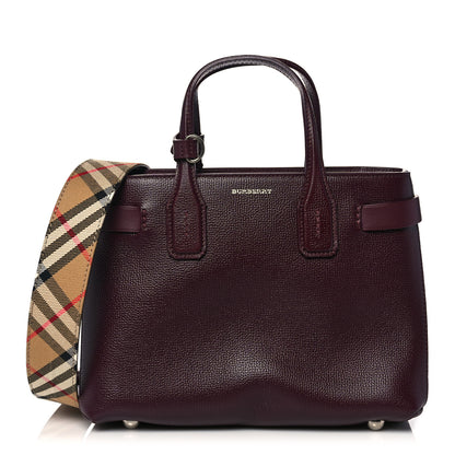 Burberry Grainy Calfskin House Check Small Banner Tote Mahogany Red 1 of 13