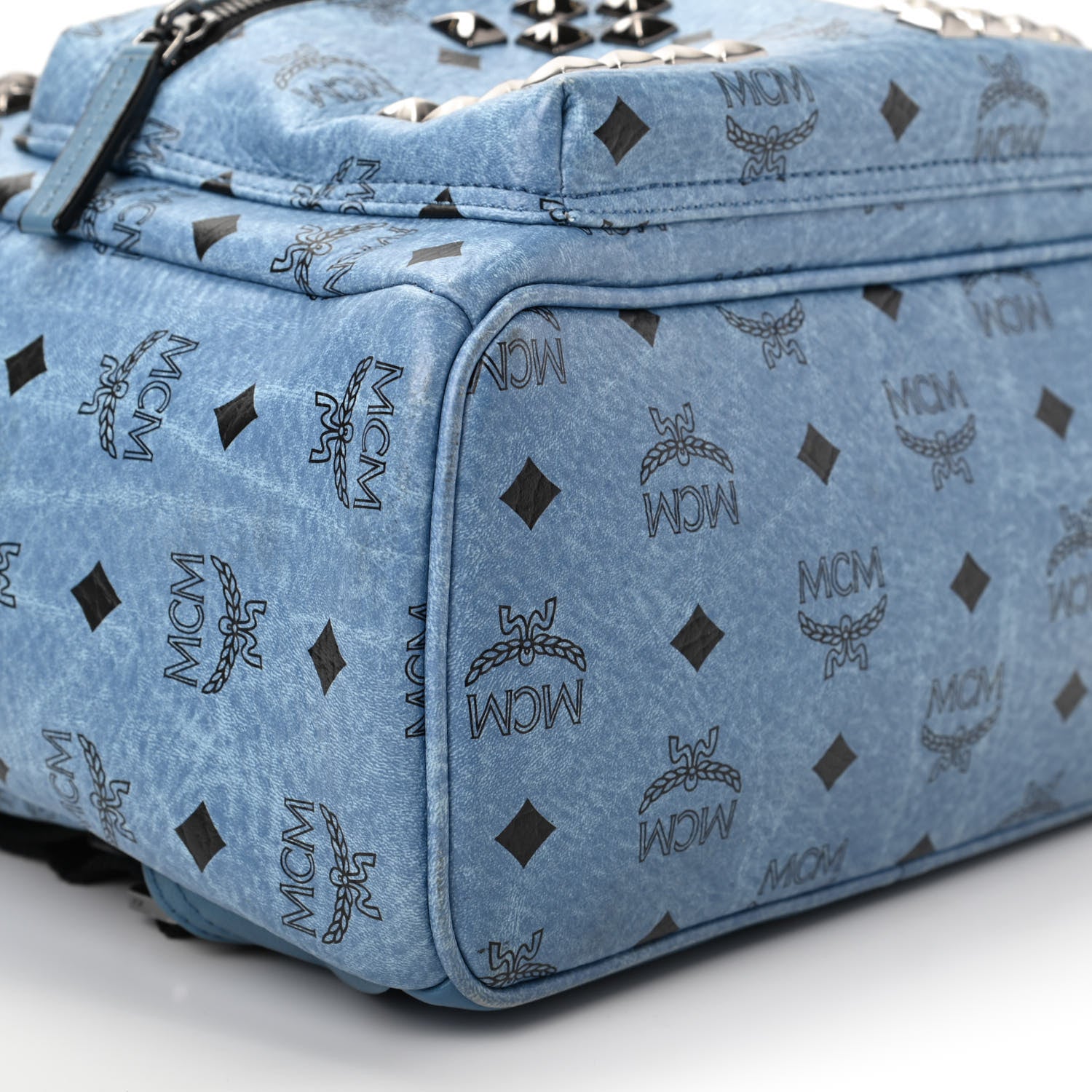 MCM Visetos Studded Small Stark M Backpack Blue 6 of 9