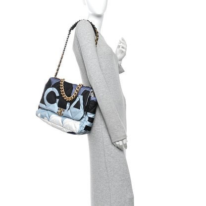 Chanel Silk Maxi Scarf Chanel 19 Flap Black Blue White 2 of 10