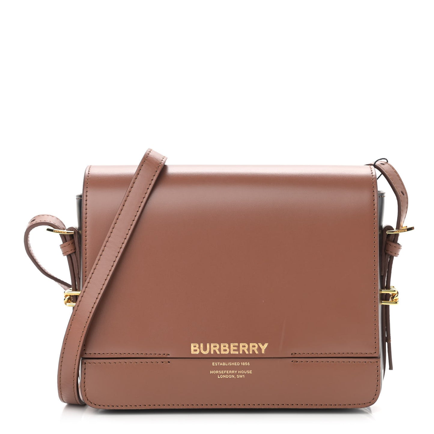 Smooth Calfskin Two Tone Small Grace Bag Malt Brown Black