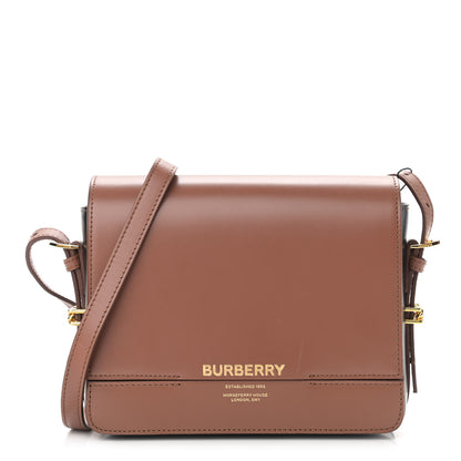 Burberry Smooth Calfskin Two Tone Small Grace Bag Malt Brown Black 1 of 11