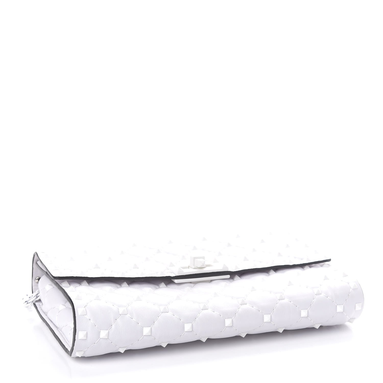 Valentino Garavani Lambskin Free Rockstud Spike Wallet on Chain Optic White 4 of 11