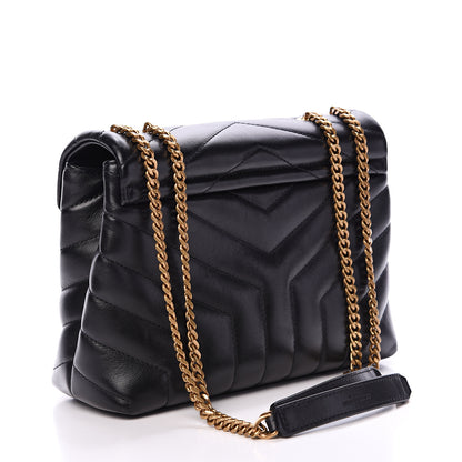 Saint Laurent Calfskin Y Quilted Monogram Small Loulou Chain Satchel Black 2 of 11