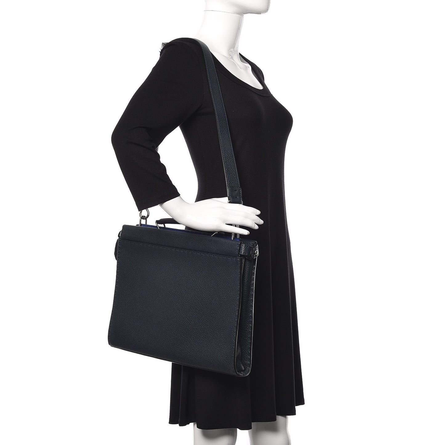 Cuoio Romano Selleria Bi-Color Large Mens Peekaboo Iconic Essential Satchel Lavagna Blue Royal