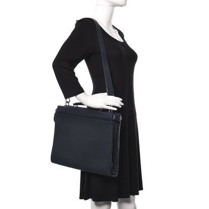 Fendi Cuoio Romano Selleria Bi-Color Large Mens Peekaboo Iconic Essential Satchel Lavagna Blue Royal 2 of 12