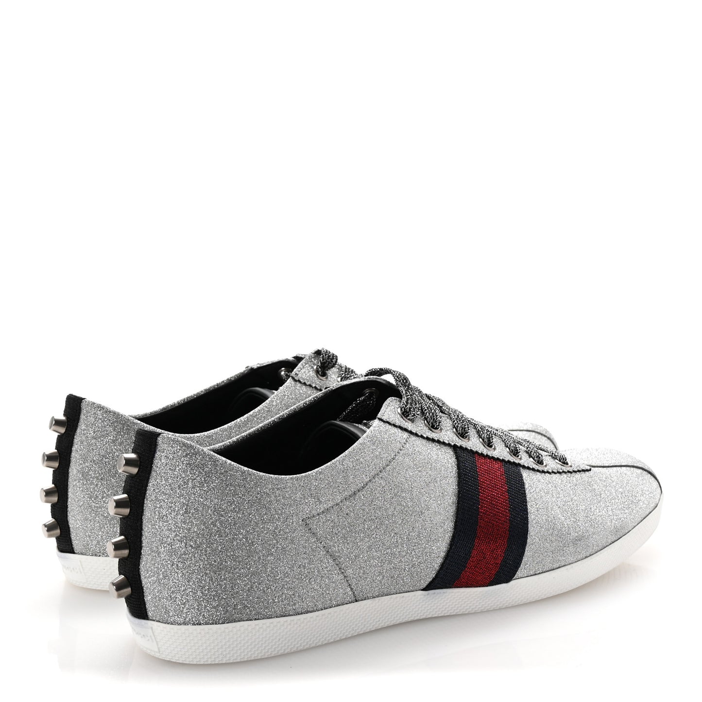 Glitter Fabric Studded Web Mens Sneakers 12 Silver