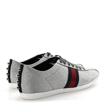 Gucci Glitter Fabric Studded Web Mens Sneakers 12 Silver 5 of 10