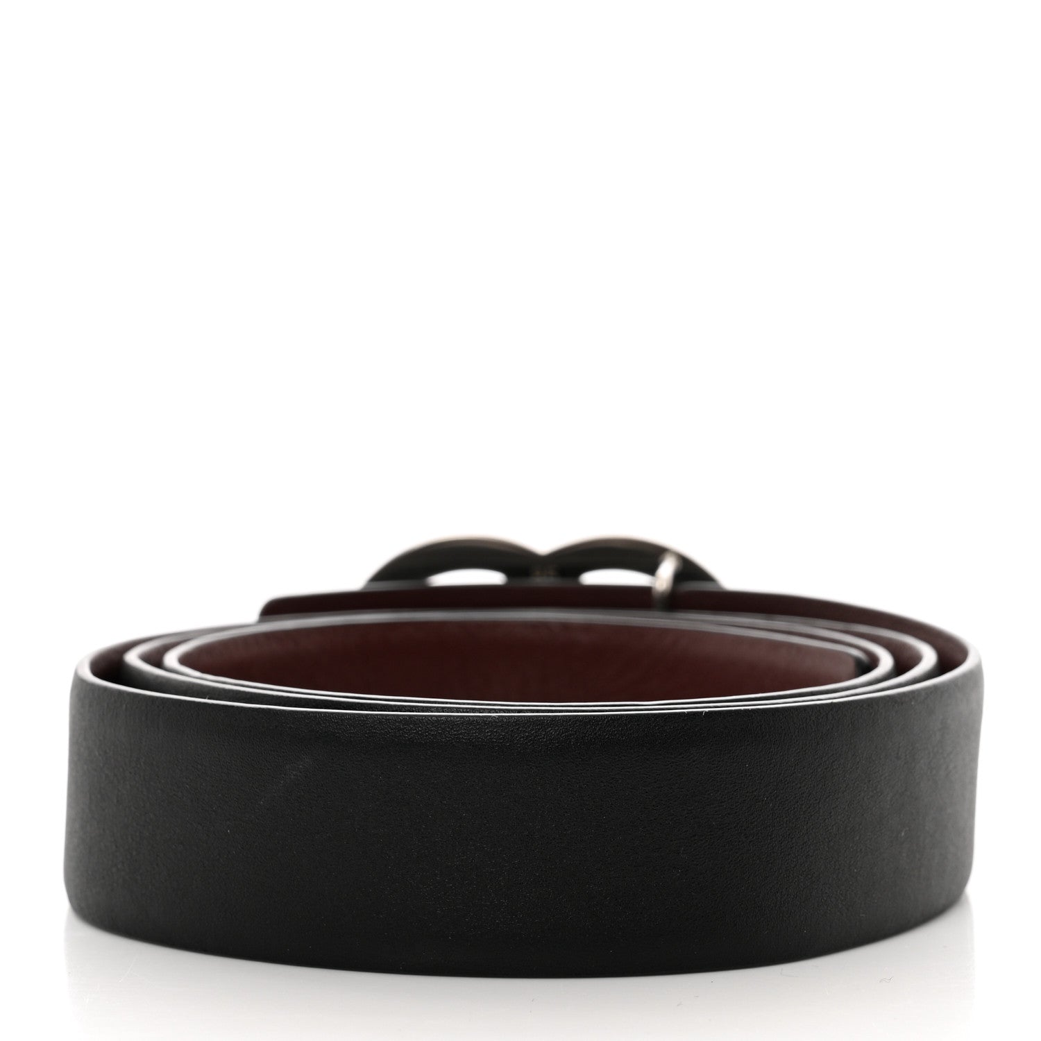 Chanel Calfskin CC Reversible Belt 85 34 Black Burgundy 2 of 5