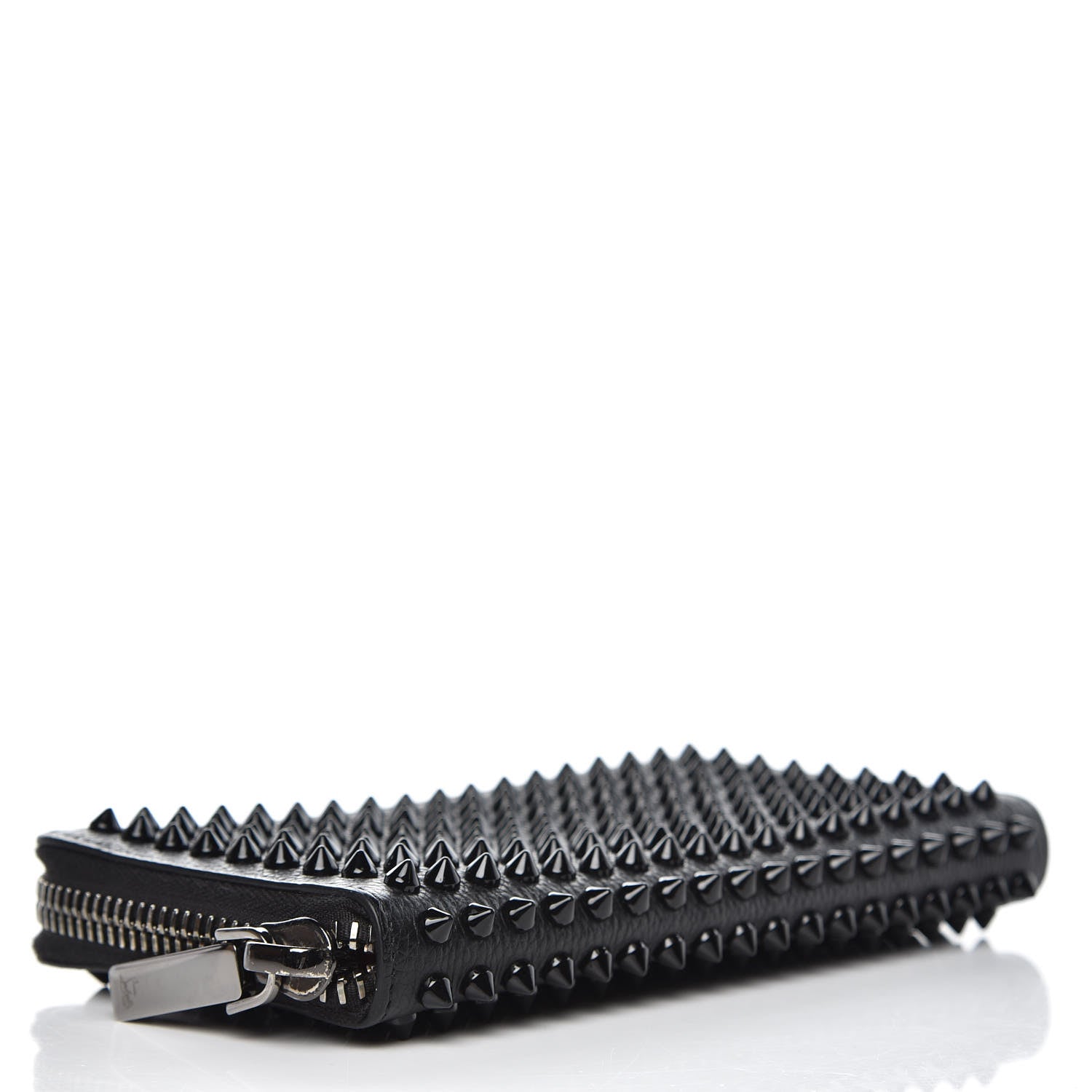 Christian Louboutin Calfskin Panettone Spiked Zip Around Wallet Black 4 of 7