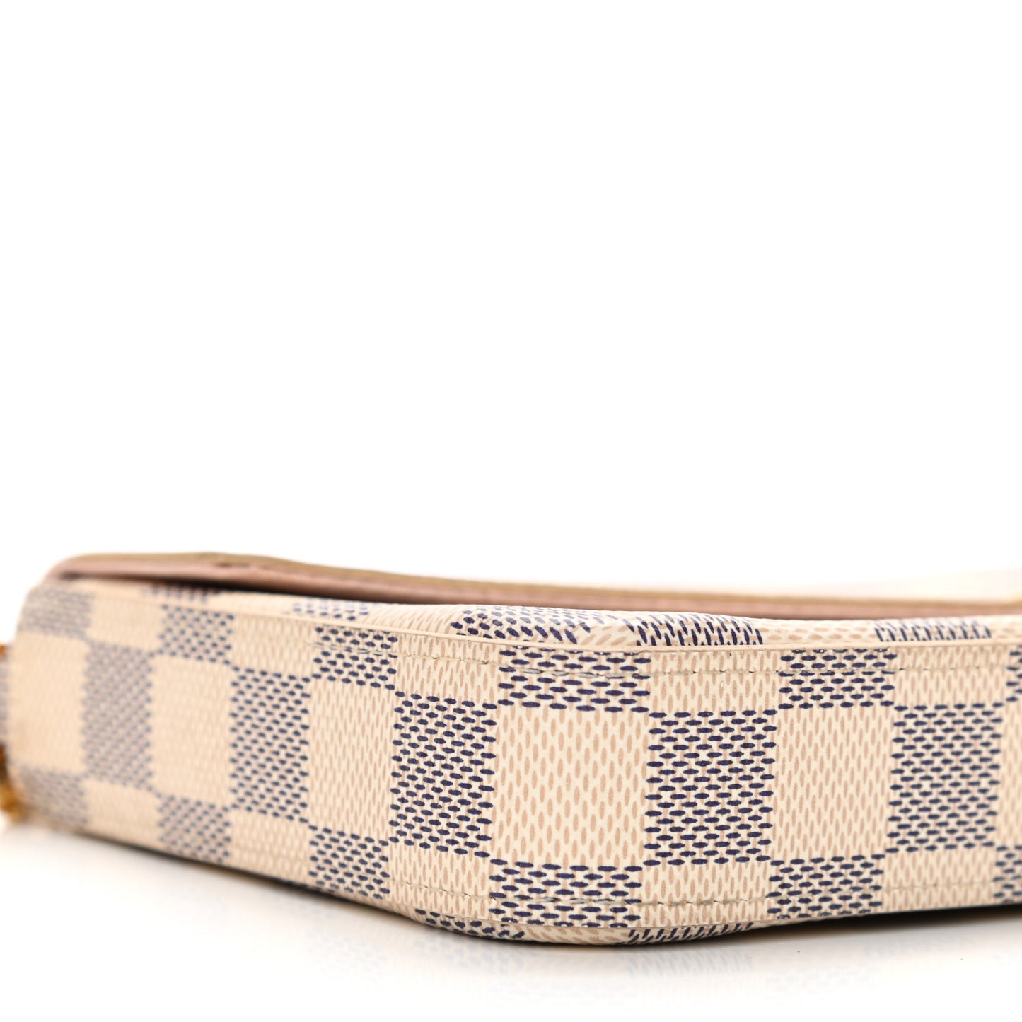 Damier Azur Pochette Felicie Chain Wallet Rose Ballerine