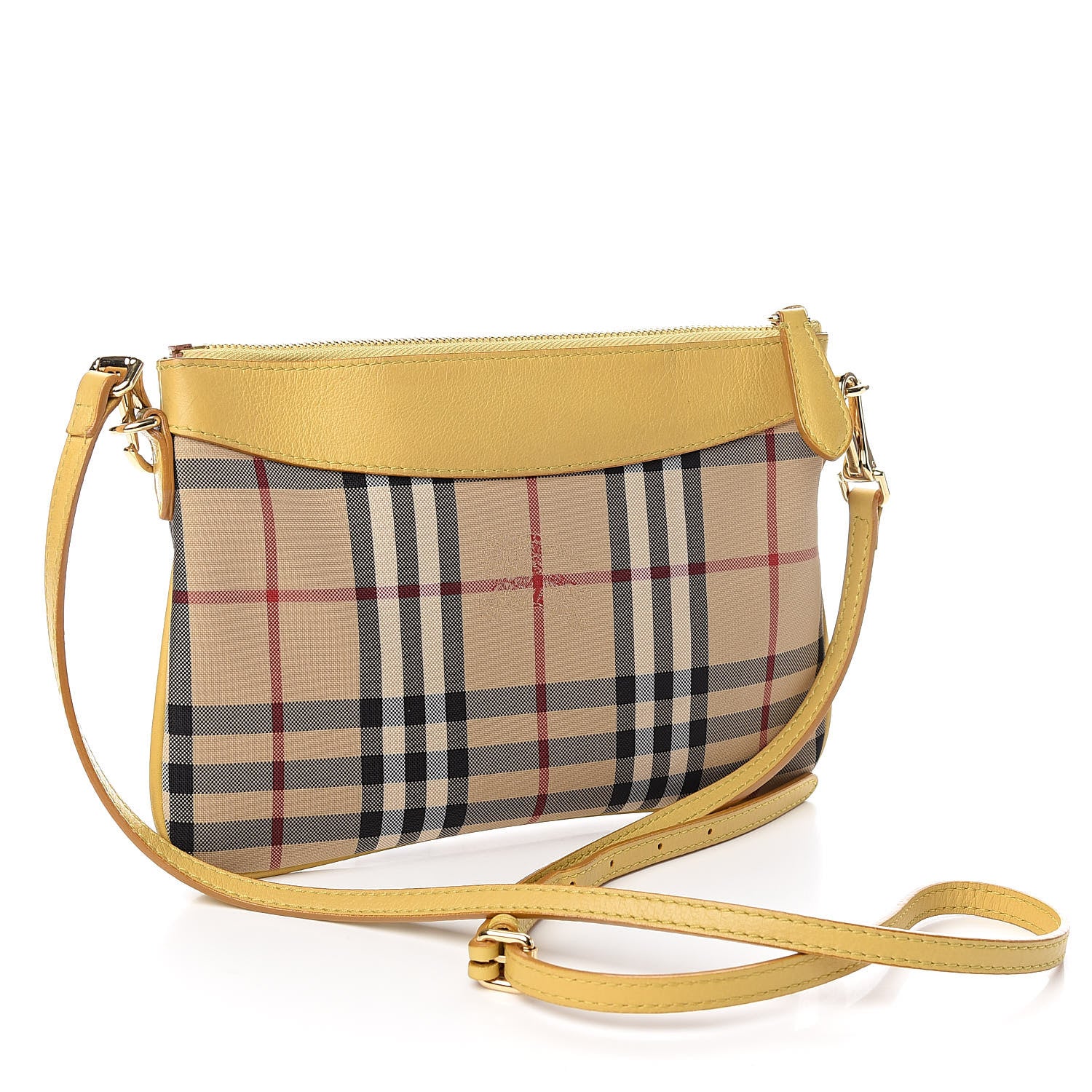 Burberry Horseferry Check Peyton Crossbody Clutch Bag Yellow 3 of 9