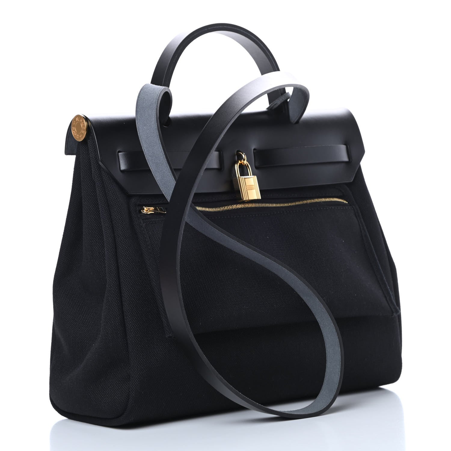 Hermes Military Toile Vache Hunter Herbag Zip PM 31 Black 4 of 12