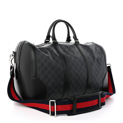 Gucci Soft GG Supreme Calfskin Web Medium Carry On Duffle Bag Black Grey 2 of 18