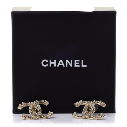 Chanel Crystal CC Camellia Earrings Gold 5 of 5