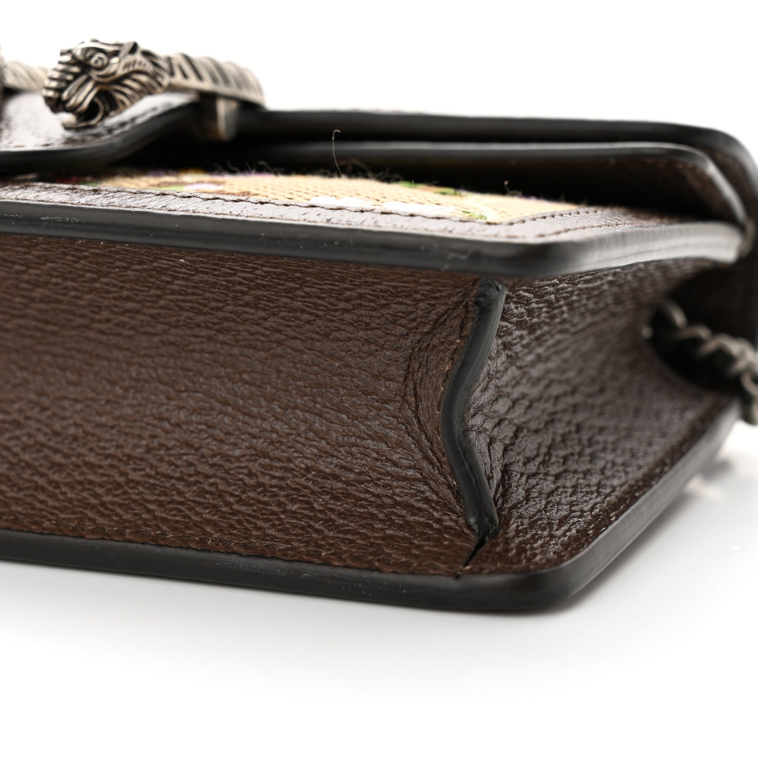 Gucci Monogram Jumbo GG Textured Dollar Calfskin Embroidered Super Mini Dionysus Shoulder Bag Camel Ebony New Acero Multicolor 10 of 14