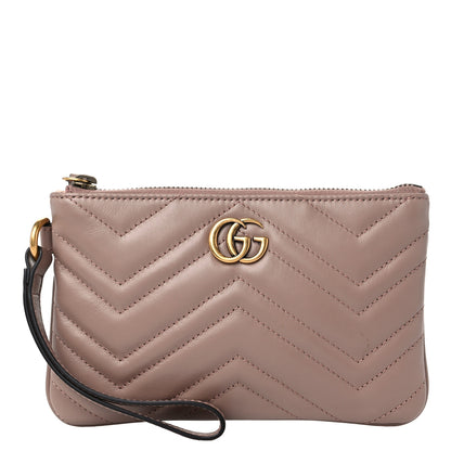 Gucci Calfskin Matelasse GG Marmont Wrist Wallet Porcelain Rose 1 of 10