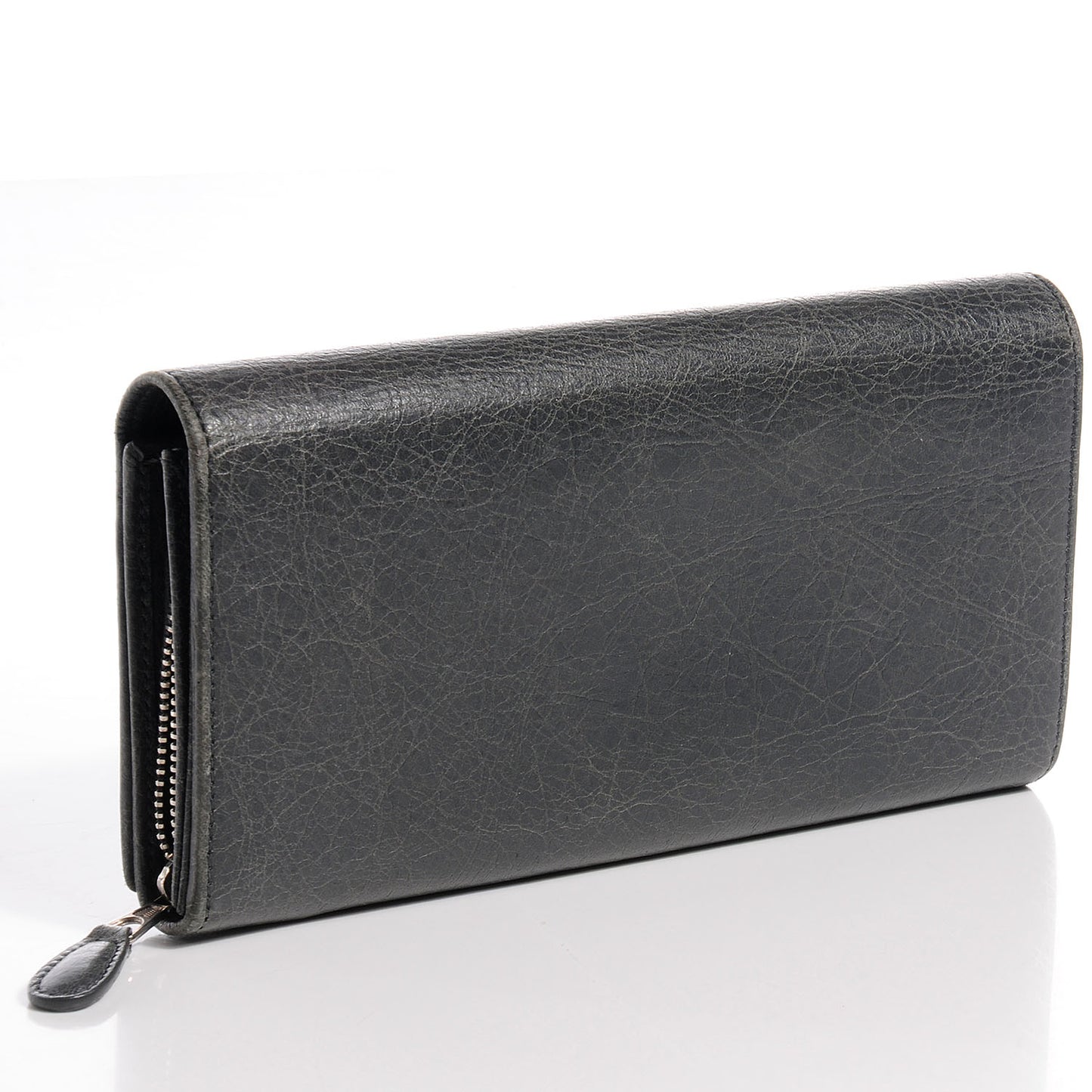 Agneau Giant 12 Silver Hardware Money Wallet Gris Tarmac