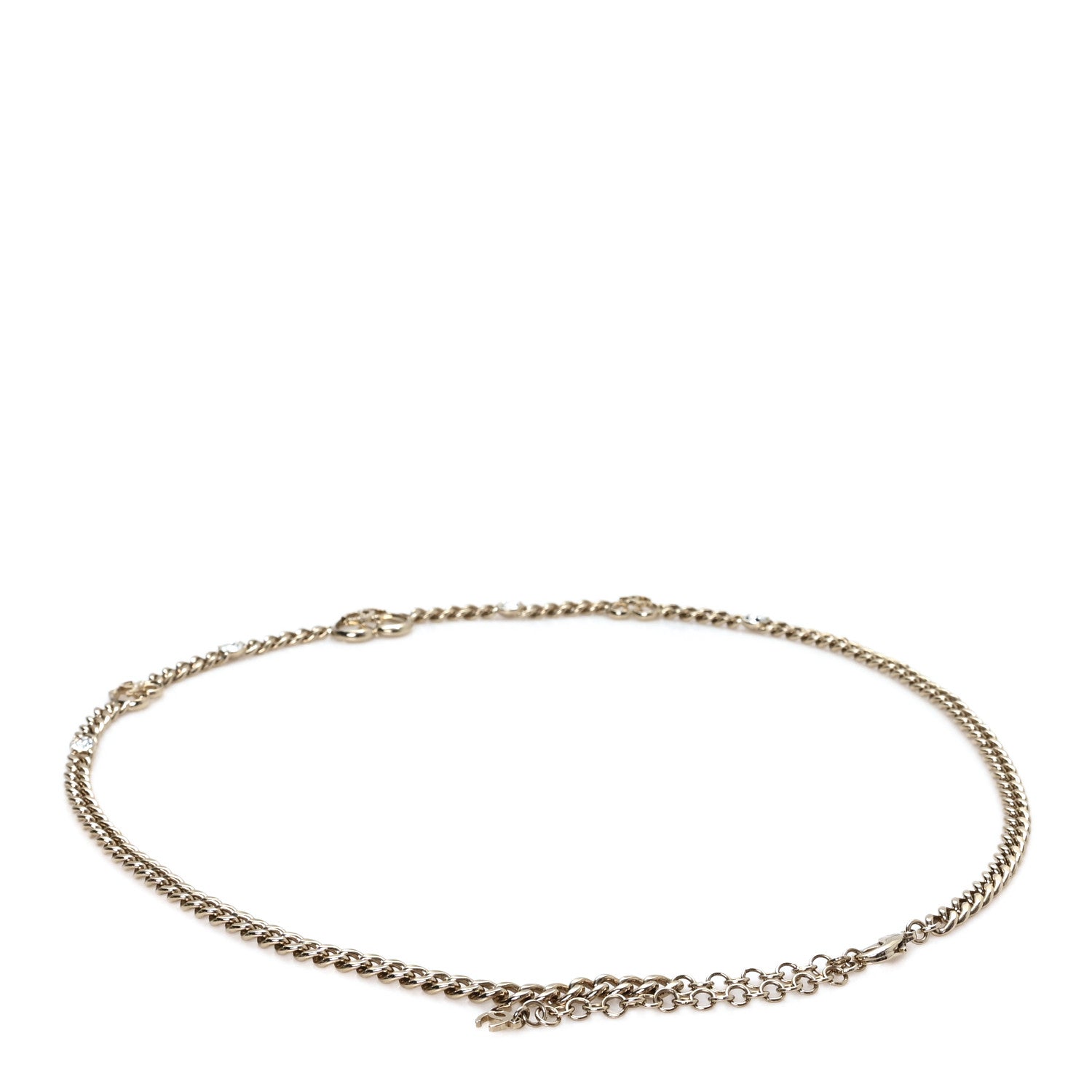 Chanel Metal Crystal CC Heart Chain Belt Light Gold 2 of 4