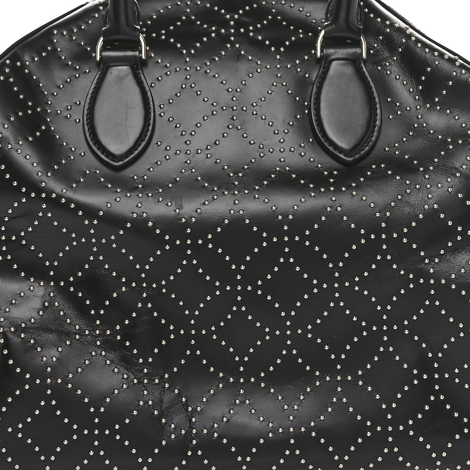 Alaia Calfskin Arabesque Studded Top Handle Bag Black 7 of 12